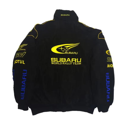 Subaru Black Racing Jacket - Premium Rally Team | Elegancex Subaru Black Racing Jacket - Premium Rally Team | Elegancex