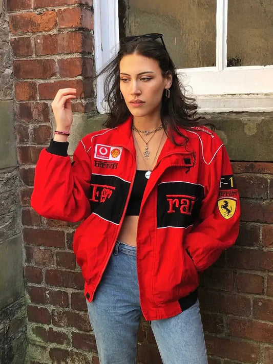 Chaqueta Red Rari Racing Ferrari F1 roja - Red Ferrari F1 racing jacket